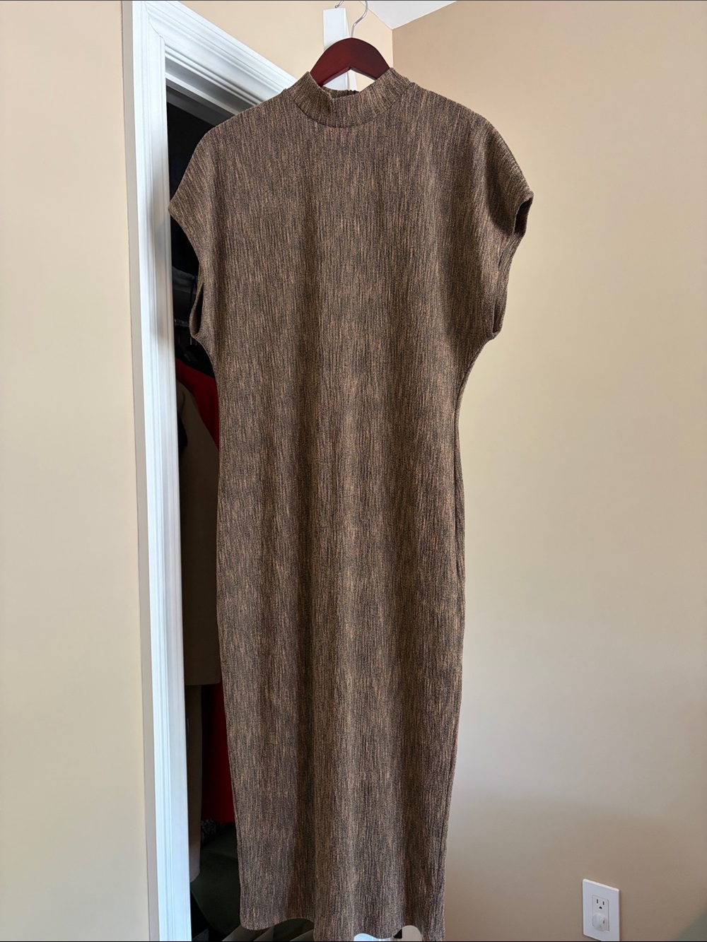Zara mock neck cap sleeve midi dress